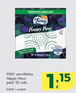 HiperDino FOXY servilletas Happy Hour, pack 50 uds. oferta