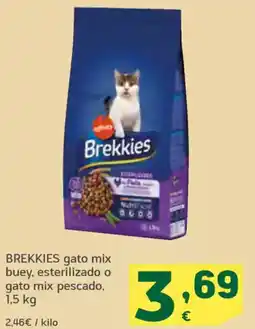 HiperDino BREKKIES gato mix buey, esterilizado o gato mix pescado oferta