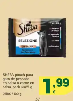 HiperDino SHEBA pouch para gato de pescado en salsa o carne en salsa oferta