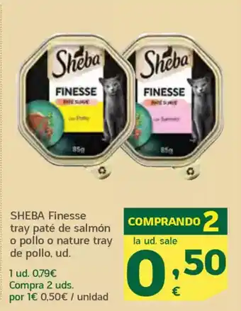 HiperDino SHEBA Finesse tray paté de salmón o pollo o nature tray de pollo oferta
