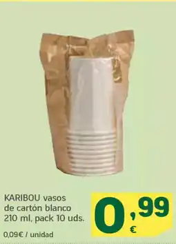 HiperDino KARIBOU vasos de cartón blanco oferta