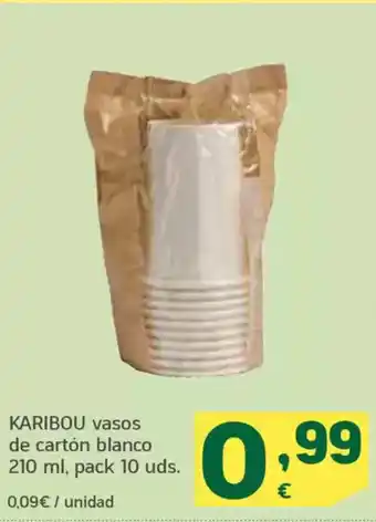 HiperDino KARIBOU vasos de cartón blanco oferta