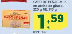 HiperDino CABO DE PEÑAS atún en aceite de girasol, oferta