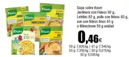 FROIZ KNORR Sopa sobre Jardinera con Fideos Letritas pollo con fideos ave con fideos finos o Minestrone oferta