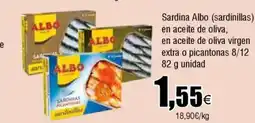 FROIZ Sardina Albo (sardinillas) en aceite de oliva, en aceite de oliva virgen extra o picantonas 8/12 oferta