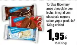 FROIZ BICENTURY Tortitas arroz chocolate con leche, integral con chocolate negro o sabor yogur oferta
