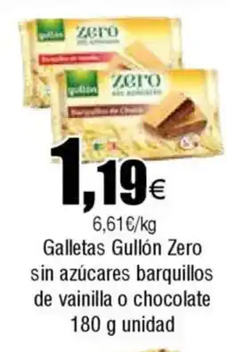 FROIZ GULLON Galletas Zero sin azúcares barquillos de vainilla o chocolate oferta
