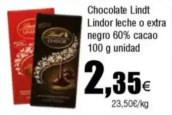 FROIZ LINDT Chocolate Lindor leche o extra negro 60% cacao oferta