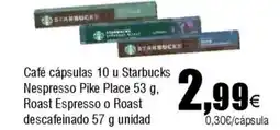 FROIZ Café cápsulas 10 u Starbucks Nespresso Pike Place Roast Espresso o Roast descafeinado oferta