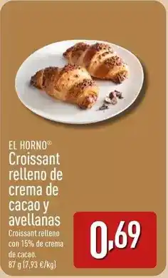 ALDI Croissant relleno de crema de cacao y avellanas oferta