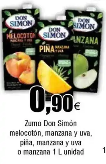 FROIZ DON SIMON Zumo melocotón, manzana y uva, piña, manzana y uva o manzana oferta