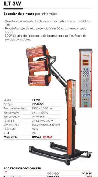 Ferri Ilt 3w secador de pintura por infrarrojos oferta