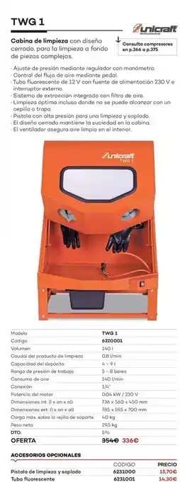 Ferri Unicraft - twg 1/ cabina de limpieza con diseno cerrado oferta