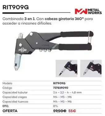 Ferri Rit909g combinada 3 en 1. con cabeza giratoria 360° para acceder a rincones difíciles oferta