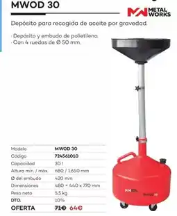 Ferri Mwod 30/ deposito para recogida de aceite por gravedad oferta