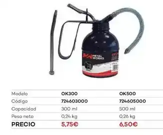 Ferri Aceitera de laton con deposito metalico y tubo flexible oferta