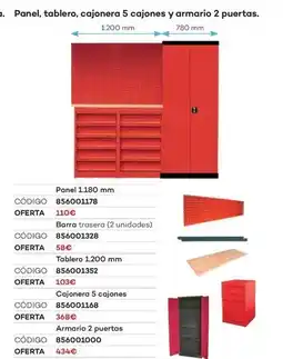 Ferri Panel, tablero, cajonera 5 cajones y armario 2 puertas oferta