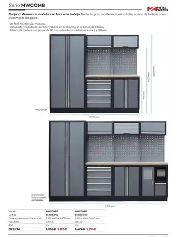 Ferri Serie mwcomb conjunto de armario modular con banco de trabajo oferta