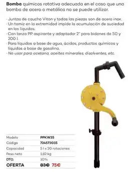 Ferri Bomba quimicos rotativa adecuada en el caso que una bomba de acero o metalica no se puede utilizar oferta