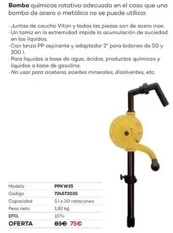 Ferri Bomba quimicos rotativa adecuada en el caso que una bomba de acero o metalica no se puede utilizar oferta