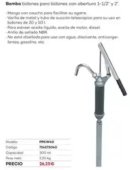 Ferri Bomba bidones para bidones con abertura 1-1/2 y 2 oferta
