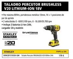 Ferri Stanley - taladro percutor brushless v20 lithium-ion 18v oferta