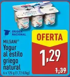 ALDI Milsani - yogur al estilo griego natural oferta