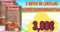 Supermercados Extremadura Orlando - botes de lentejas chorizo oferta