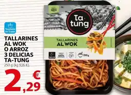 Alcampo Ta tung - tallarines al wok o arroz 3 delicias oferta