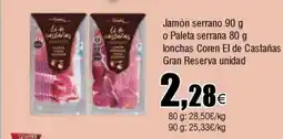 FROIZ Jamón serrano o Paleta serrana lonchas Coren El de Castañas Gran Reserva oferta