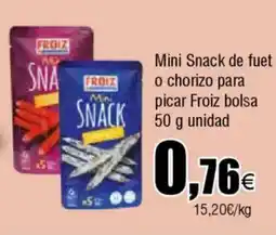 FROIZ FROIZ Mini Snack de fuet o chorizo para picar bolsa oferta