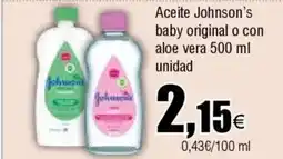 FROIZ JOHNSON'S Aceite baby original o con aloe vera oferta