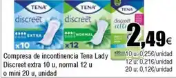 FROIZ TENA Compresa de incontinencia Lady Discreet extra 10 u, normal 12 u oferta