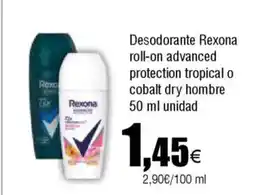 FROIZ REXONA Desodorante roll-on advanced protection tropical o cobalt dry hombre oferta