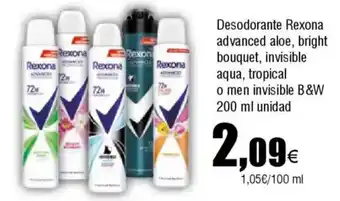 FROIZ REXONA Desodorante advanced aloe, bright bouquet, invisible aqua, tropical o men invisible B&W oferta
