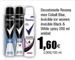 FROIZ REXONA Desodorante men Cobalt Blue, invisible ice women invisible Black & White spray oferta