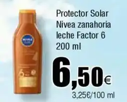 FROIZ NIVEA Protector Solar zanahoria leche Factor 6 oferta