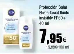 FROIZ NIVEA Protección Solar facial fluido invisible FP50+ oferta