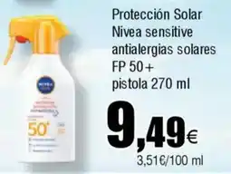 FROIZ NIVEA Protección Solar sensitive antialergias solares FP 50+ pistola oferta