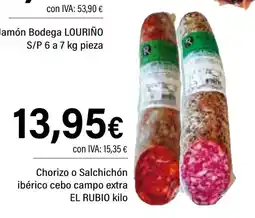 Cash Ifa EL RUBIO Chorizo o Salchichón ibérico cebo campo extra oferta