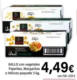 Cash Ifa GALLO con vegetales Pajaritas, Margaritas o Hélices paquete oferta