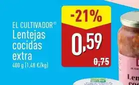 ALDI El cultivador - lentejas cocidas extra oferta