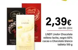 Cash Ifa LINDT Lindor Chocolate relleno leche, negro 60% cacao o Chocolate blanco tableta oferta