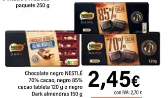 Cash Ifa NESTLÉ Chocolate negro 70% cacao, negro 85% cacao tableta o negro Dark almendras oferta