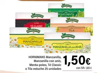 Cash Ifa HORNIMANS Manzanilla, Manzanilla con anís, Menta-poleo, Té Classic o Tila estuche oferta