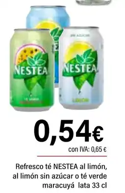 Cash Ifa NESTEA Refresco té al limón, al limón sin azúcar o té verde maracuyá oferta