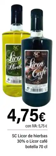 Cash Ifa SC Licor de hierbas 30% o Licor café oferta