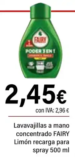 Cash Ifa FAIRY Lavavajillas a mano concentrado Limón recarga para spray oferta