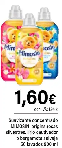 Cash Ifa MIMOSIN Suavizante concentrado origins rosas silvestres, lirio cautivador o bergamota salvaje 50 lavados oferta