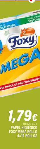 Cash Ifa FOXY Papel higiénico mega rollo 4=12 rollos oferta